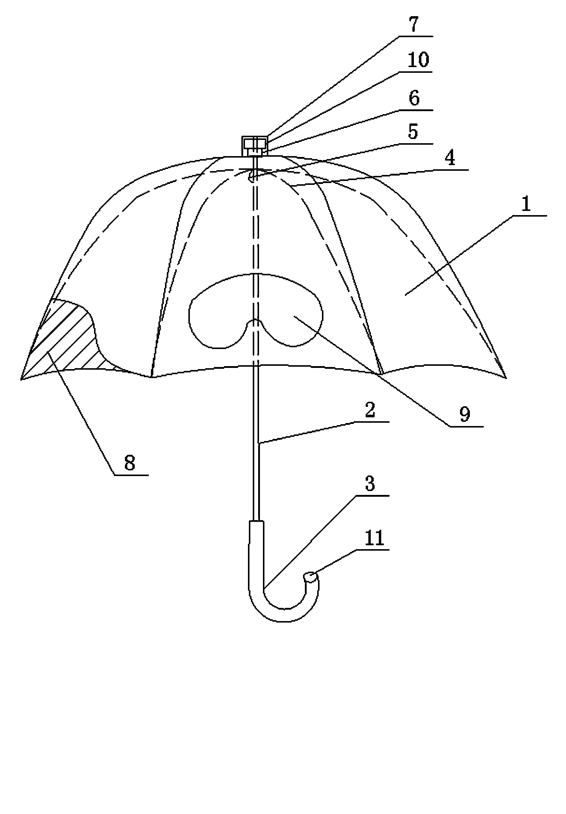 Luminous umbrella with observation hole