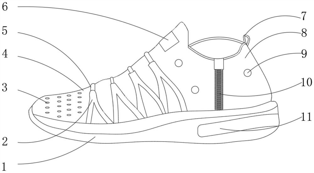 Sneaker with side triangular stretching areas
