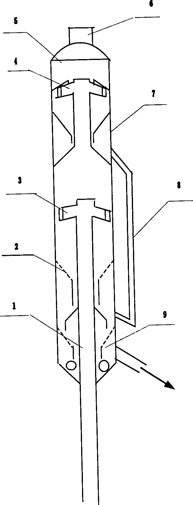 Serial multi-stage process and its compact equipment for fast gas-solid separation and settling