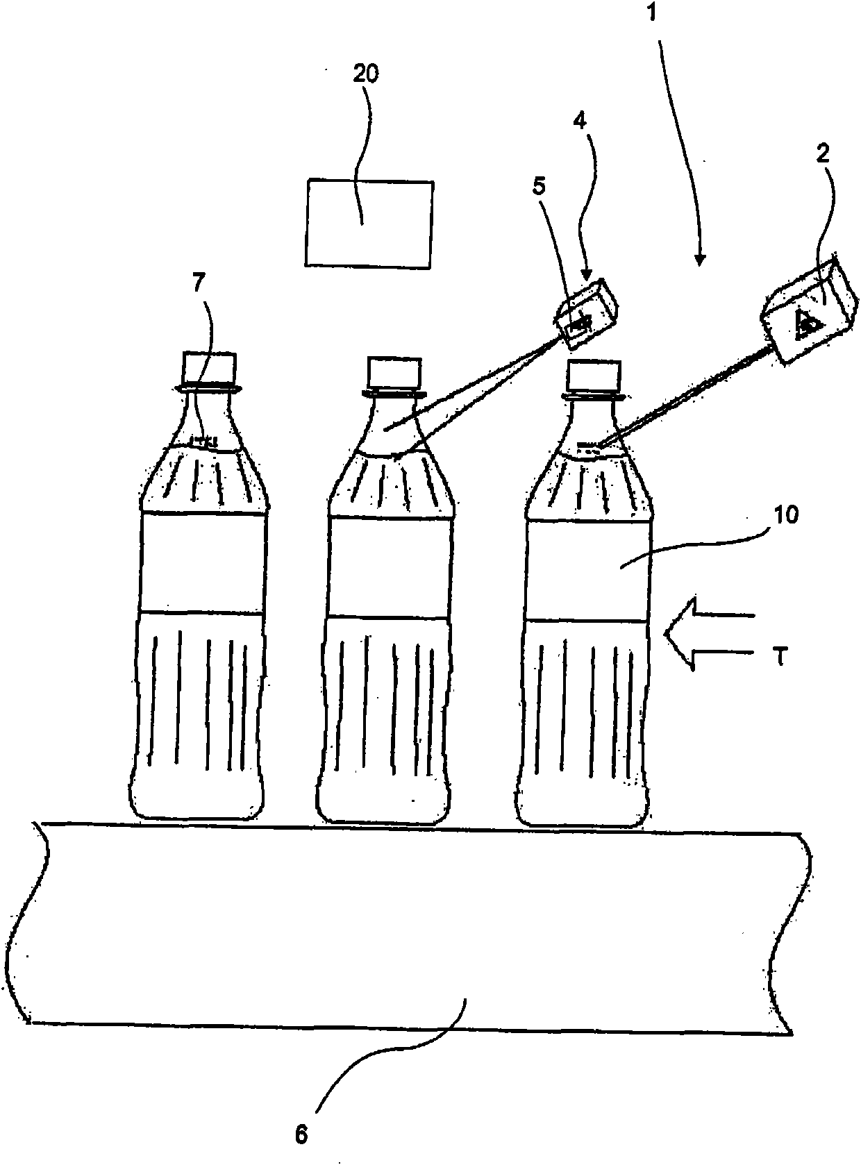 Device and method for marking plastic containers