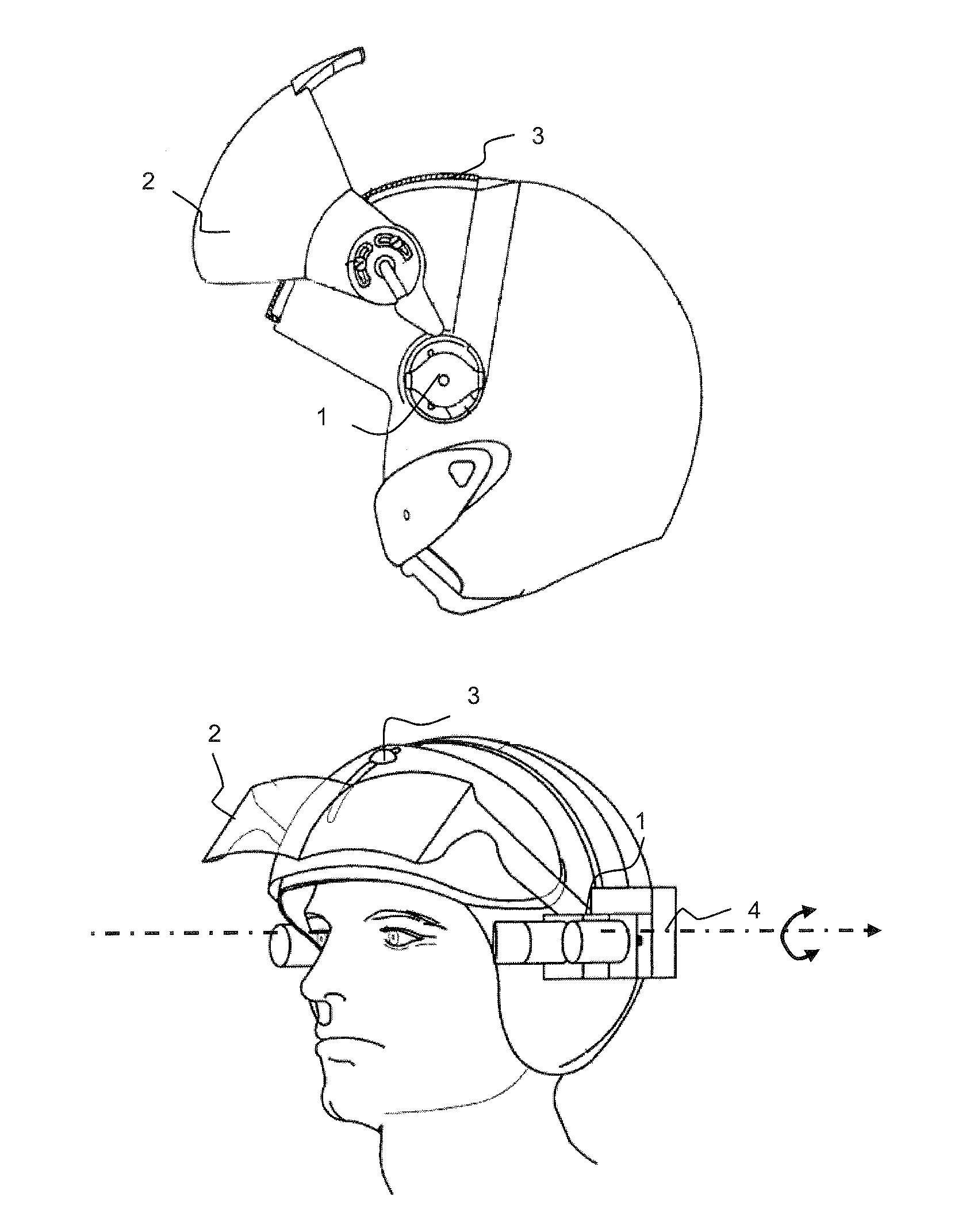 Helmet comprising a movable visor with a vertical axis of rotation