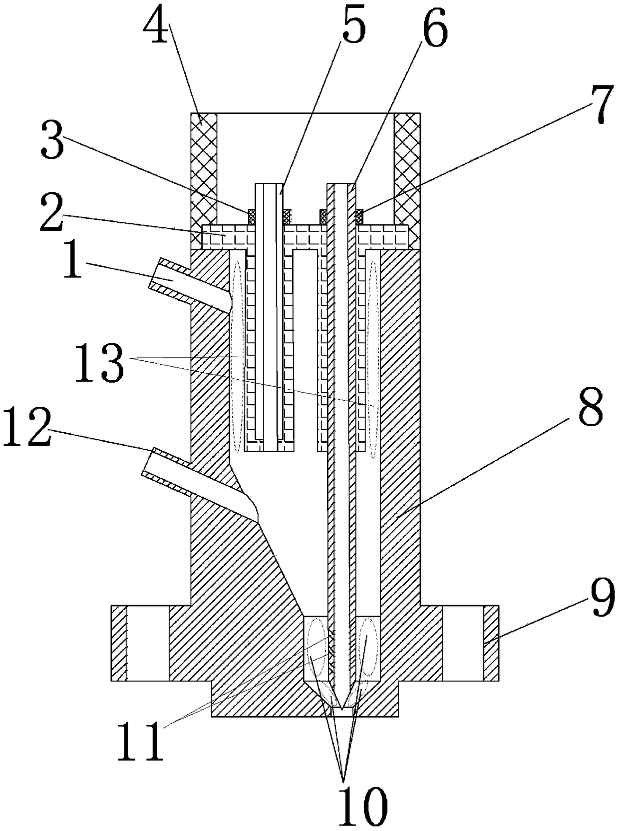 Igniter with double-inlet eccentric double-anode structure