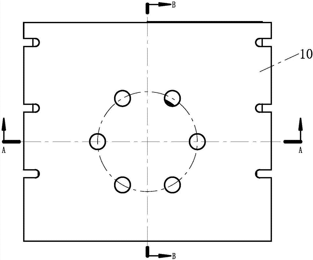 Low-pressure casting mold for motor water-cooled housing