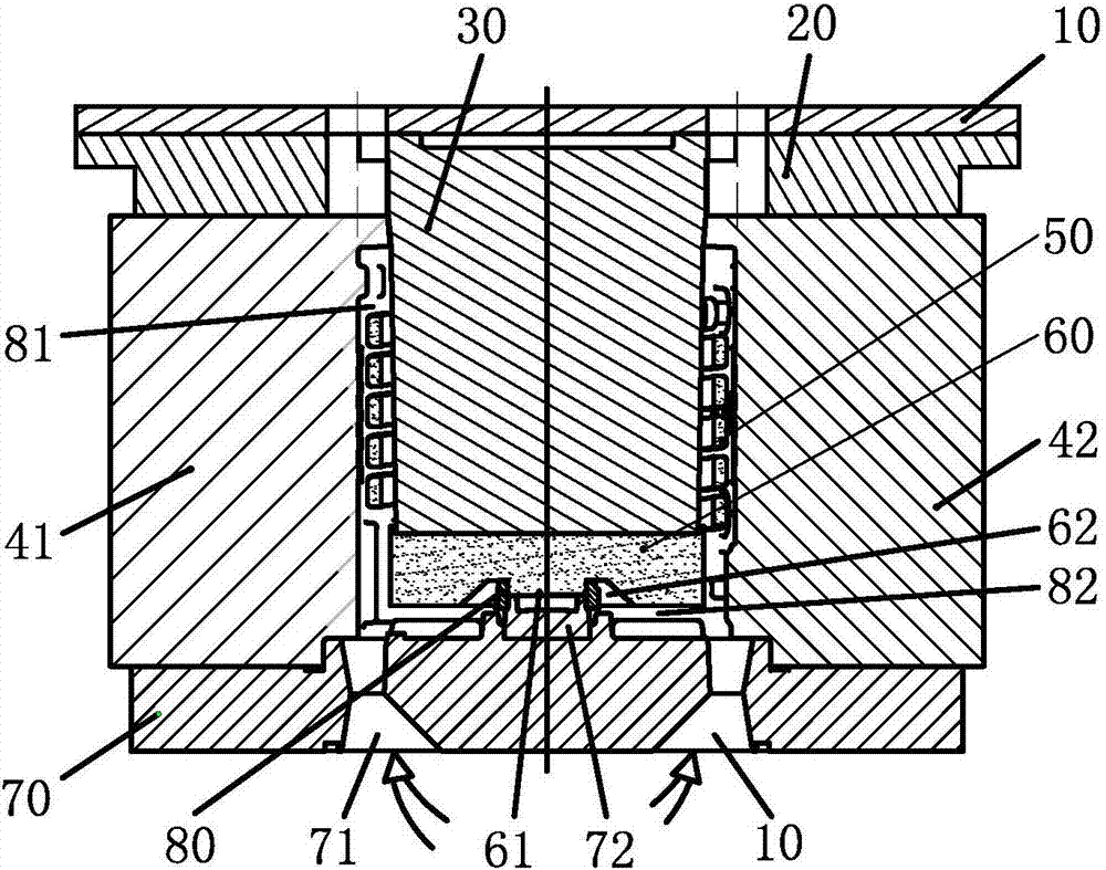 Low-pressure casting mold for motor water-cooled housing