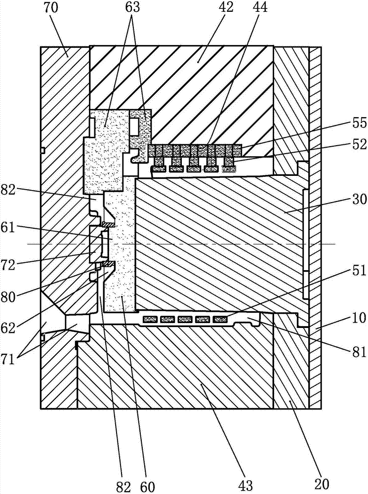 Low-pressure casting mold for motor water-cooled housing