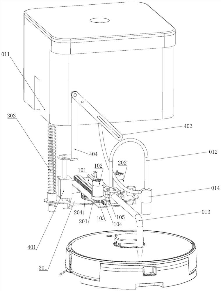 Water adding work station of cleaning machine