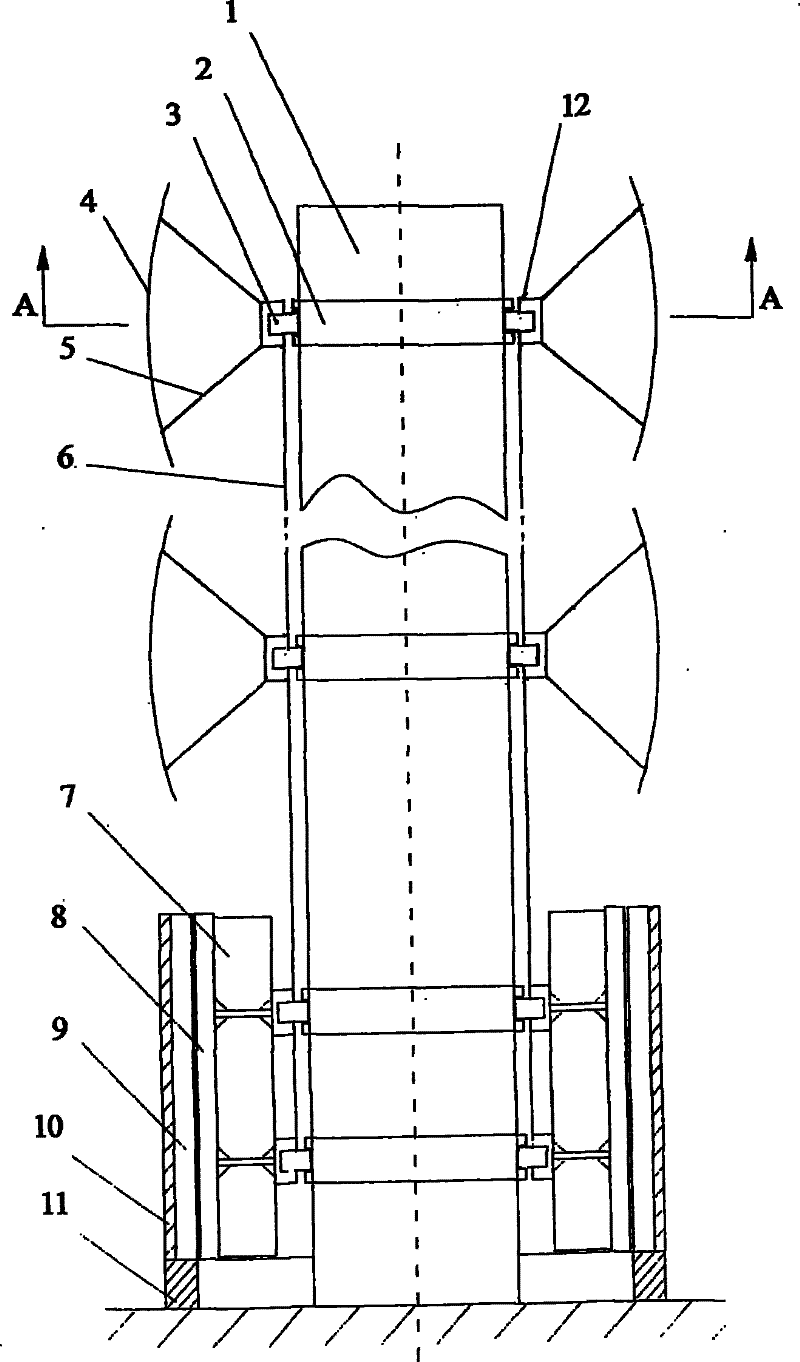 Center fixed-supporting vertical axis wind turbine