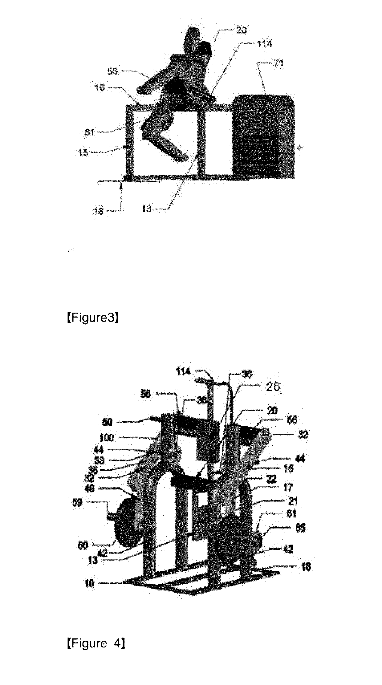 Exercise method and exercise device for exercising upper leg portions and hips while protecting knee and ankle joints