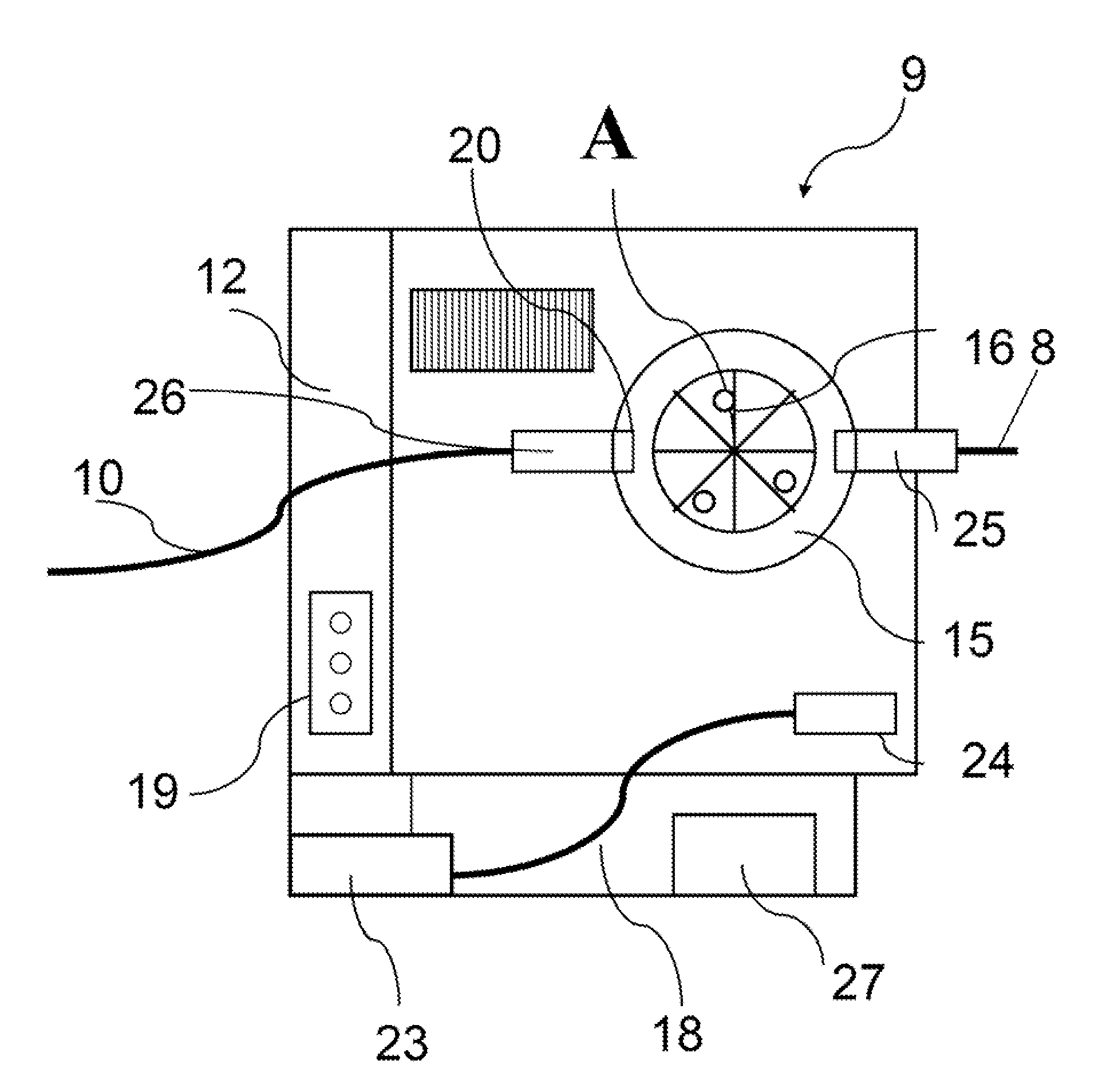 Ultrasound scanner with gel dispenser device attached to or integrated with at least one probe and use