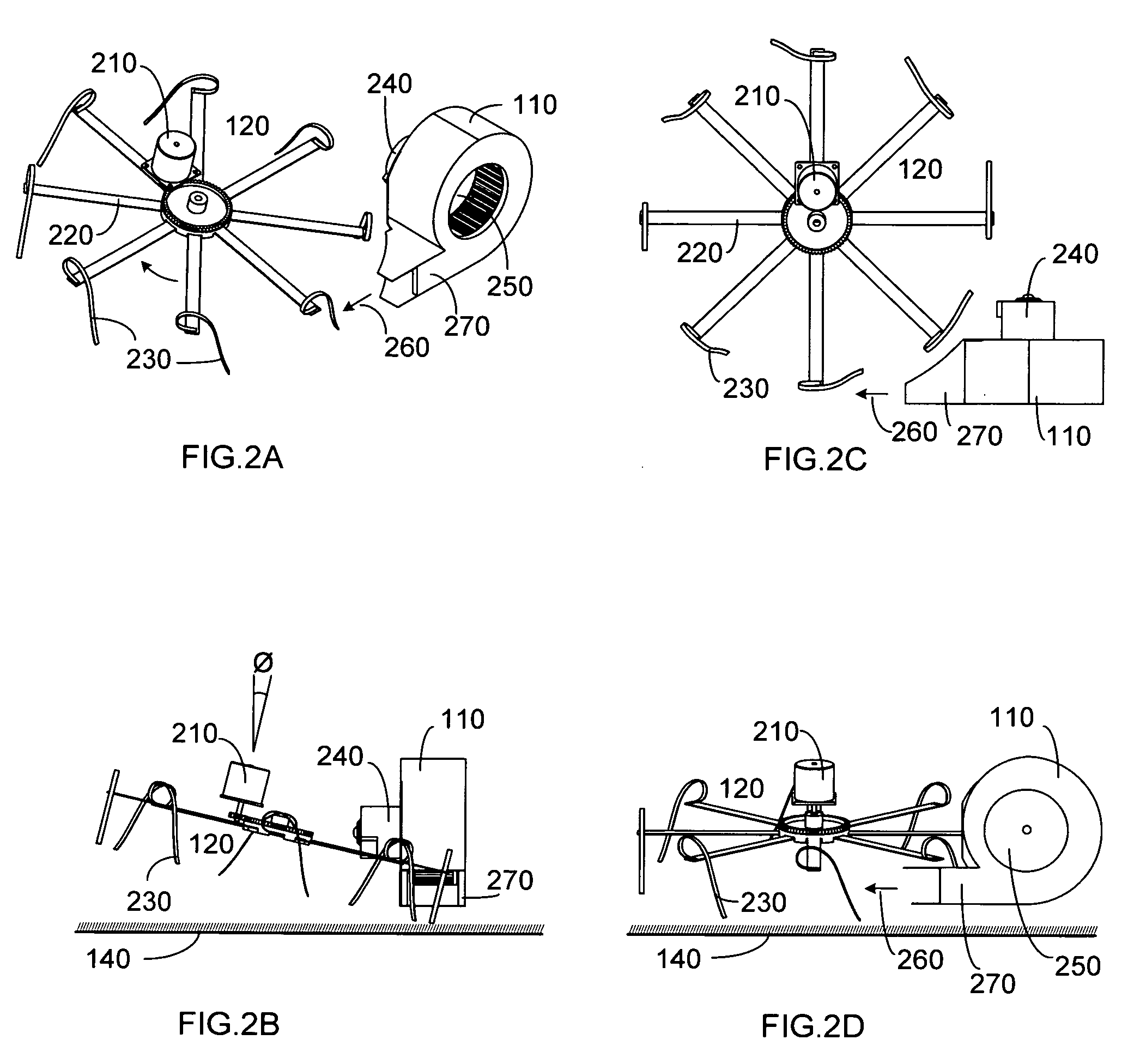 Blower and rotary rake for debris herding