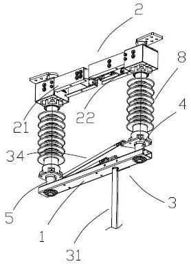 Double-angle horizontal rotation type high-voltage isolation switch