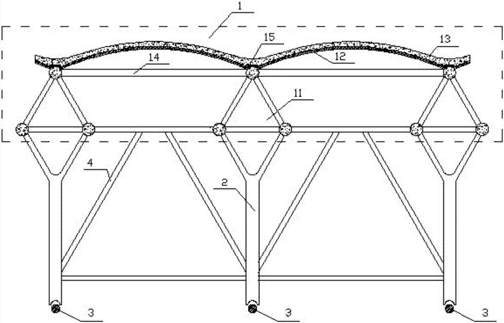 Beam-string-structured double-curved arched roof board beam structure