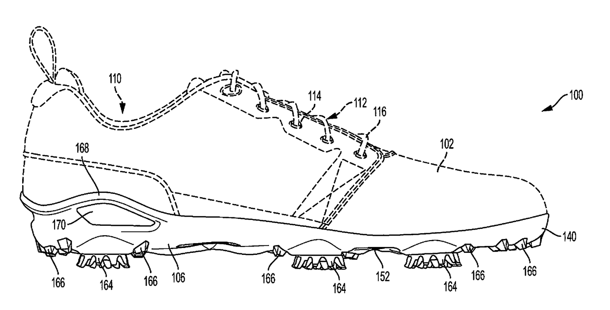Golf shoe with an outsole having a skeletal frame
