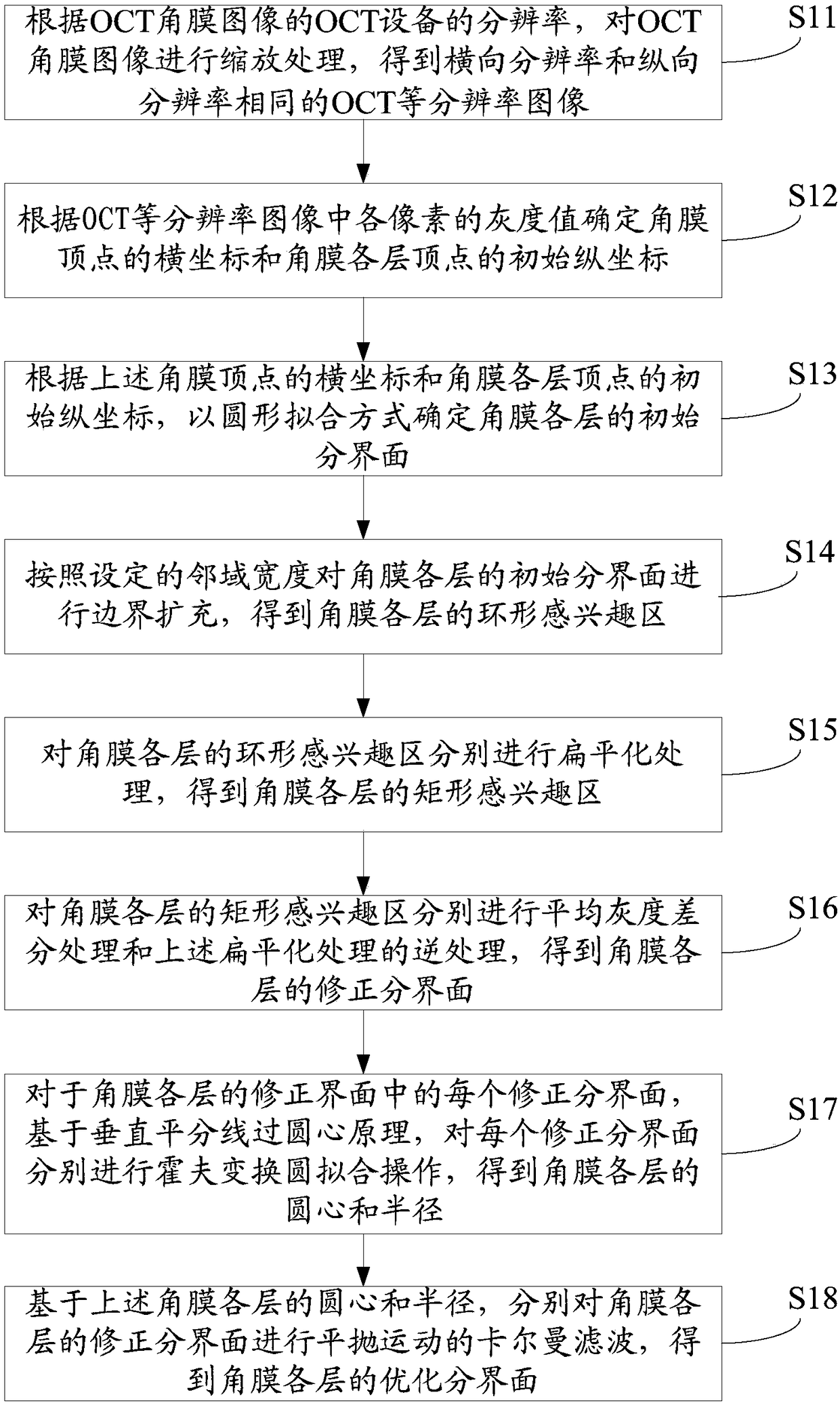 Method and system for segmenting cornea structure from OCT (Optical Coherence Tomography) cornea image