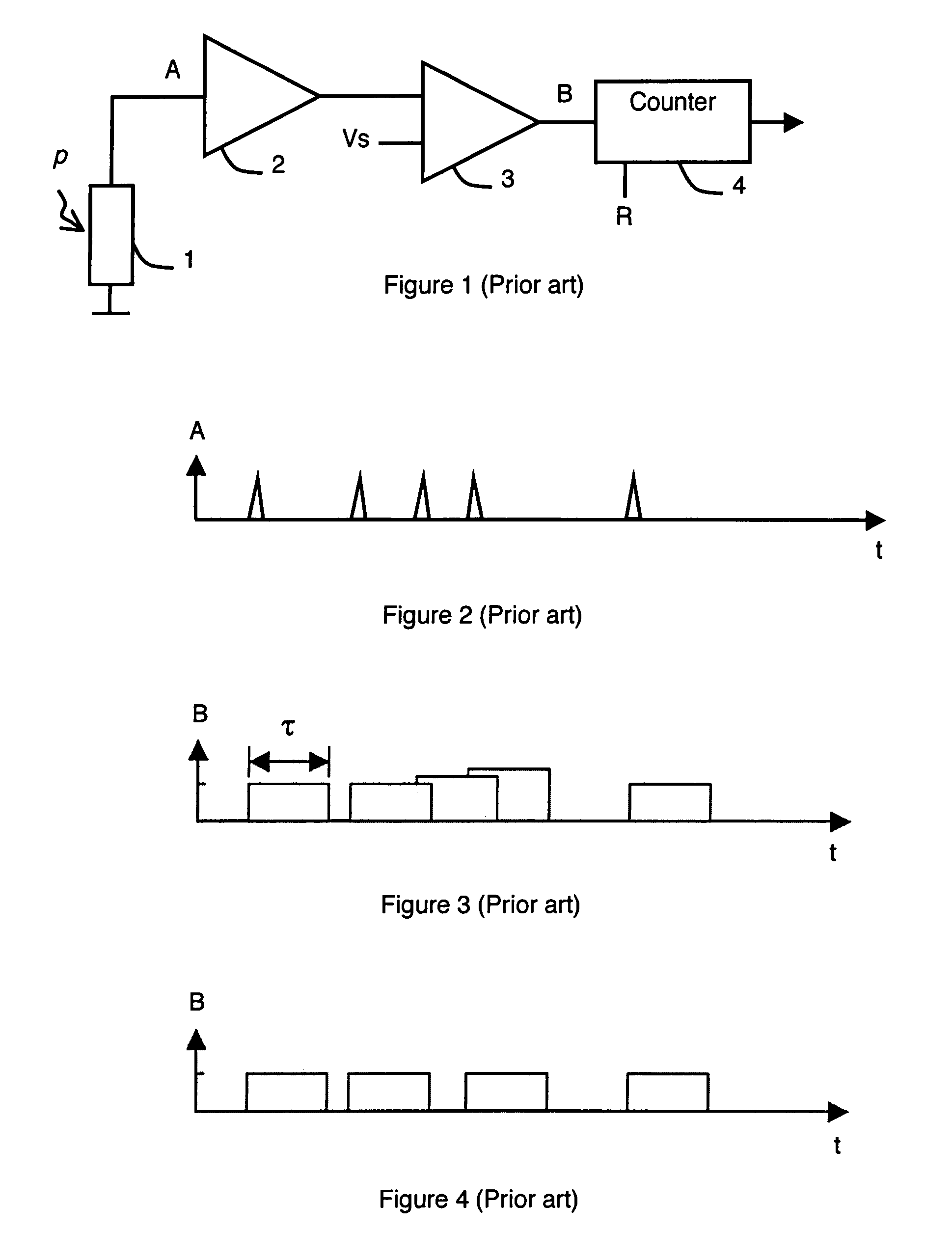 Particle detection circuit comprising basic circuits forming subpixels