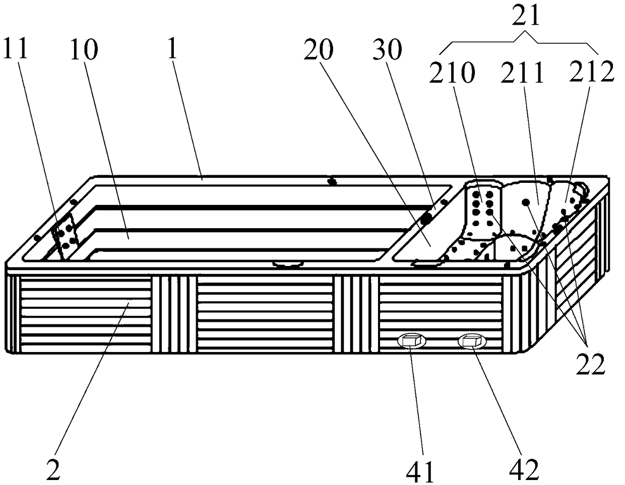 Multifunctional overwater massaging health-care device and manufacturing method thereof