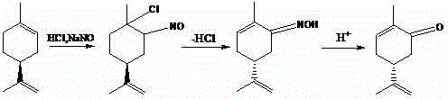 Method for realizing one-step synthesis of carvone through catalytic oxidation