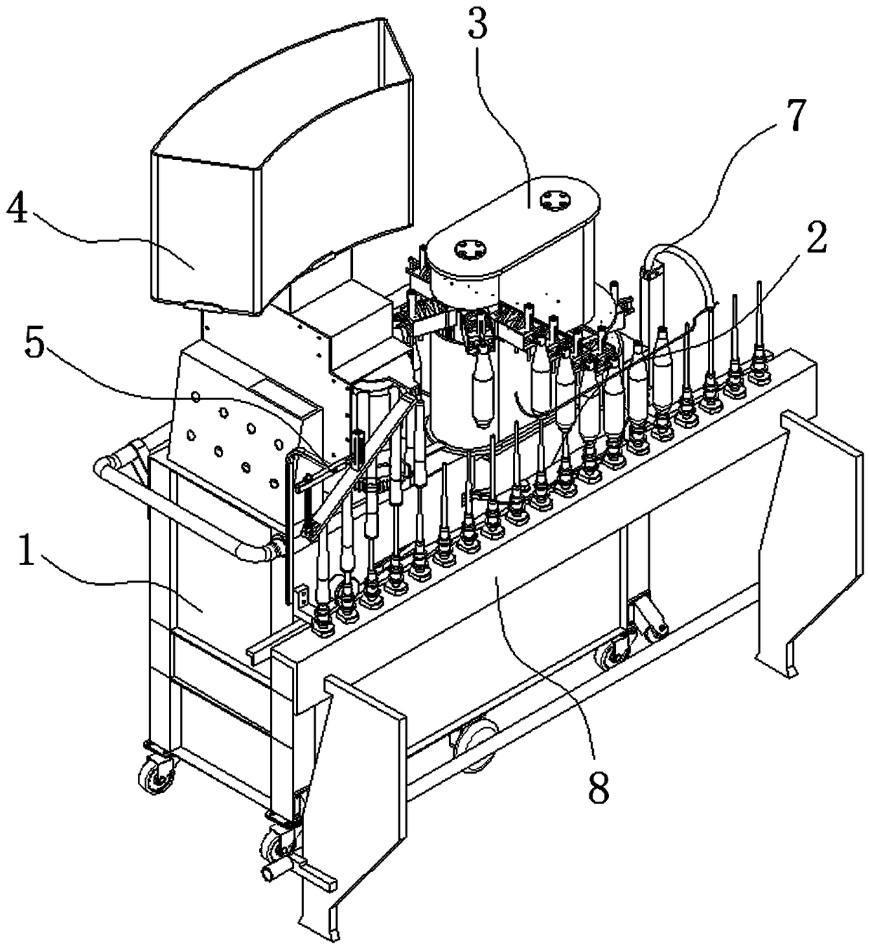 A mechanical arm device for worsted spinning doffing machine