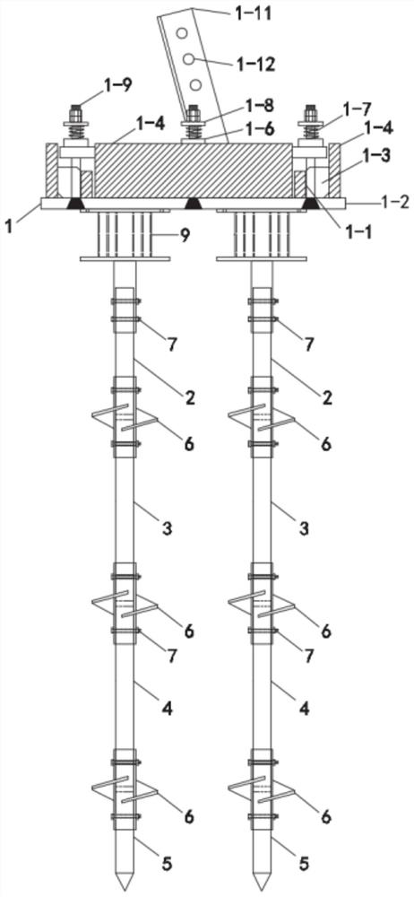 Fabricated flexible damping spiral anchor foundation and power transmission tower