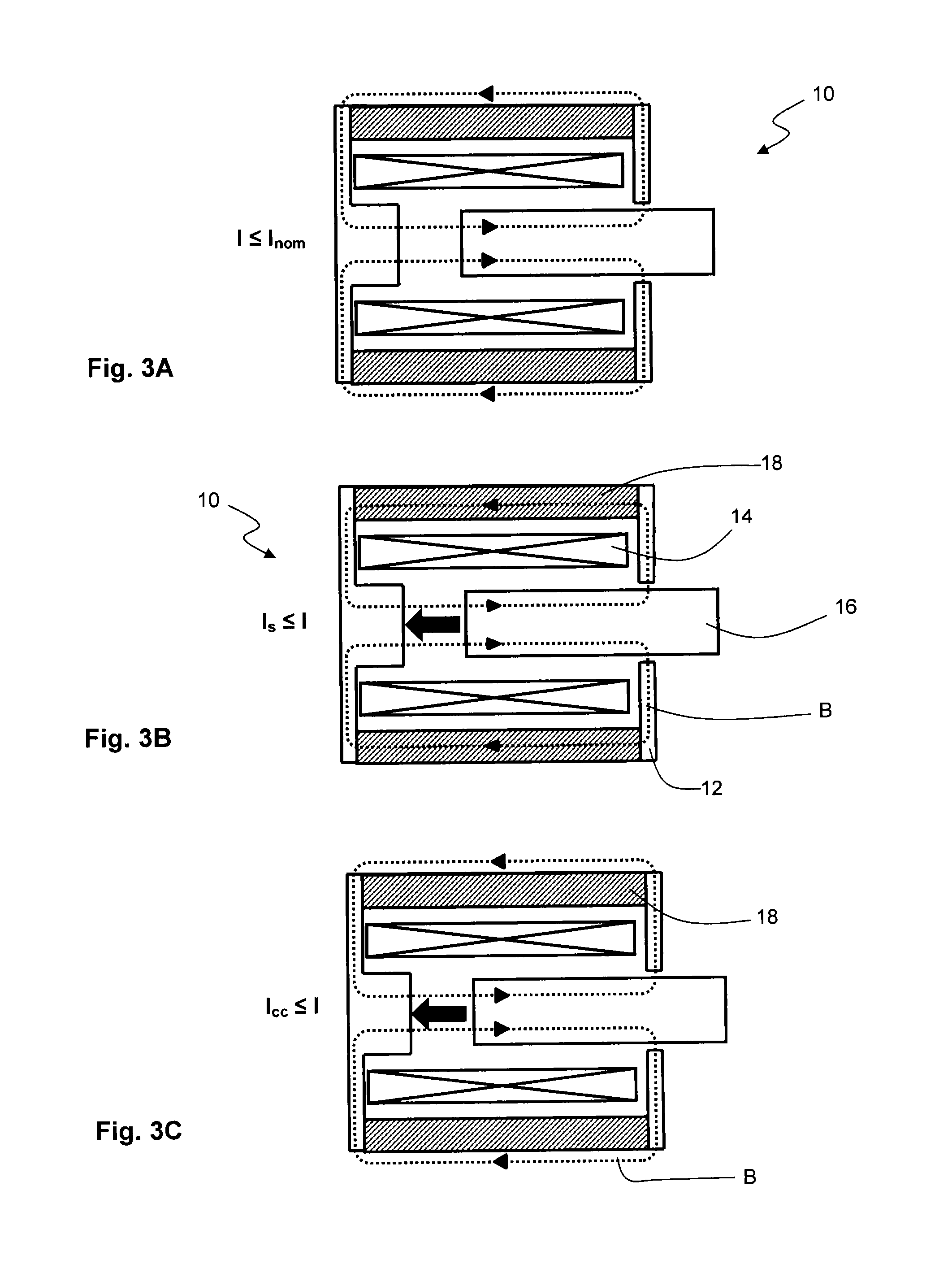 Actuator with thermomagnetic shunt, especially for triggering a circuit breaker