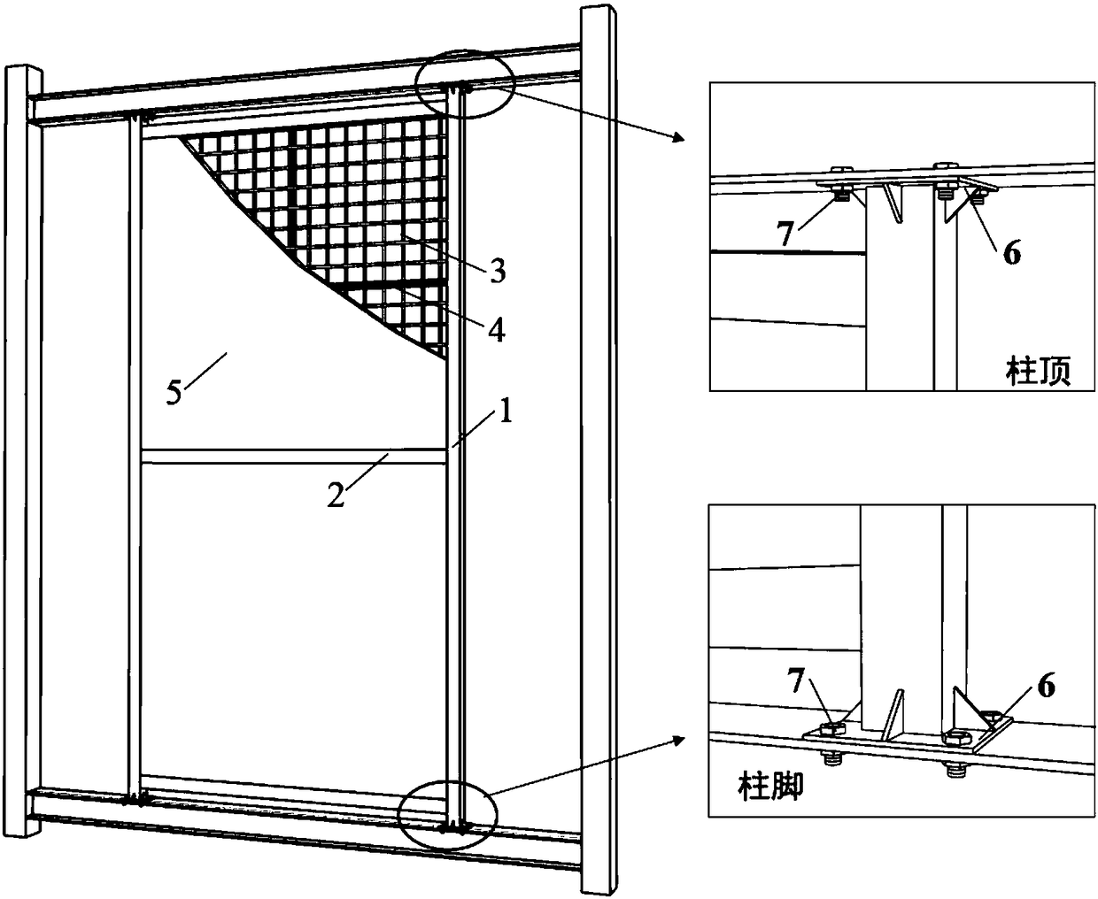 Fabricated frame type light steel frame-steel mesh reinforcement-foamed concrete composite wall