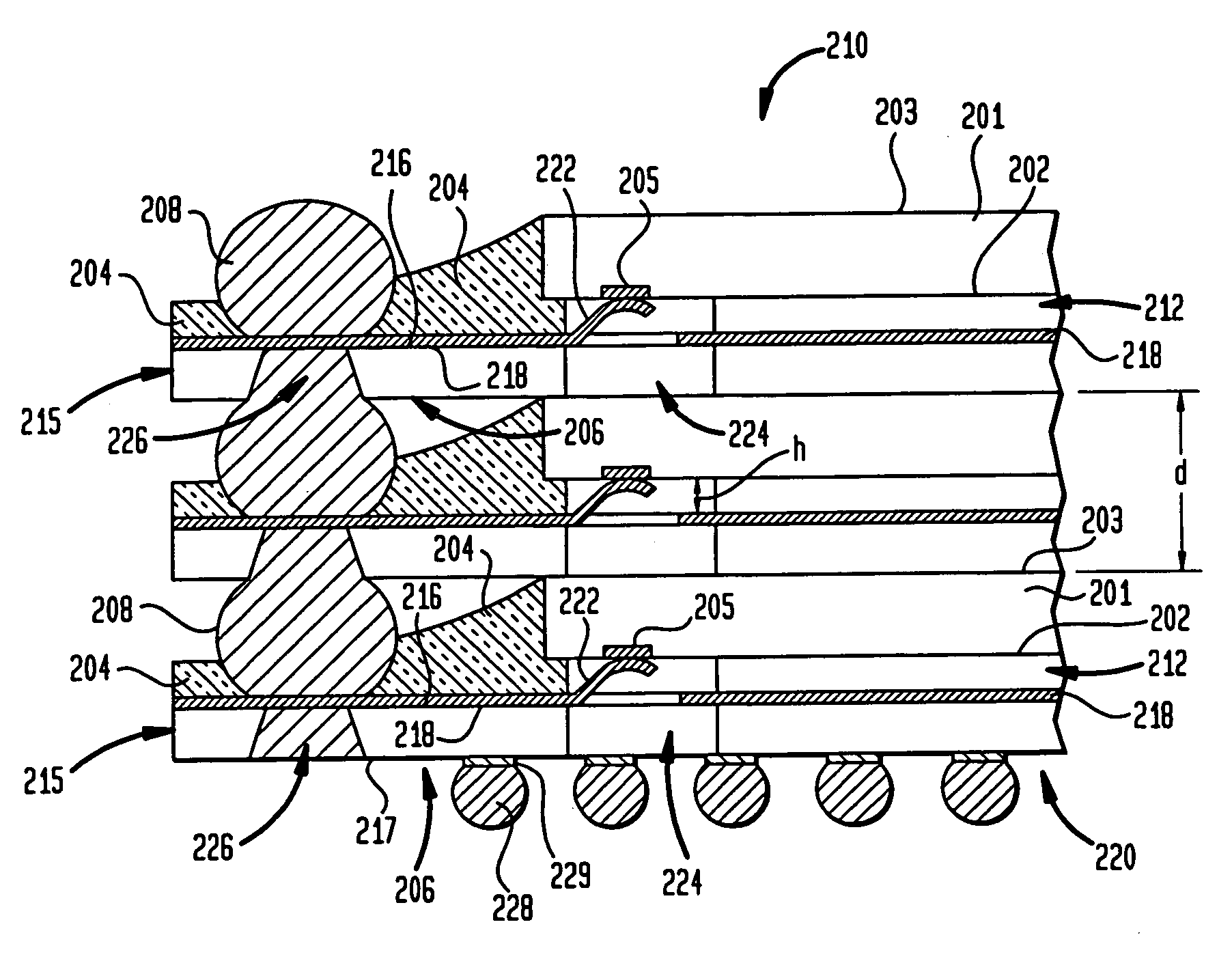 Stacked chip assembly with encapsulant layer