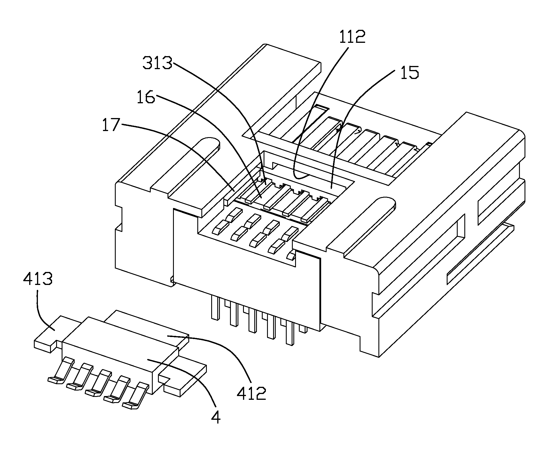 Receptacle connector having shuttle to selectively switch to different interfaces