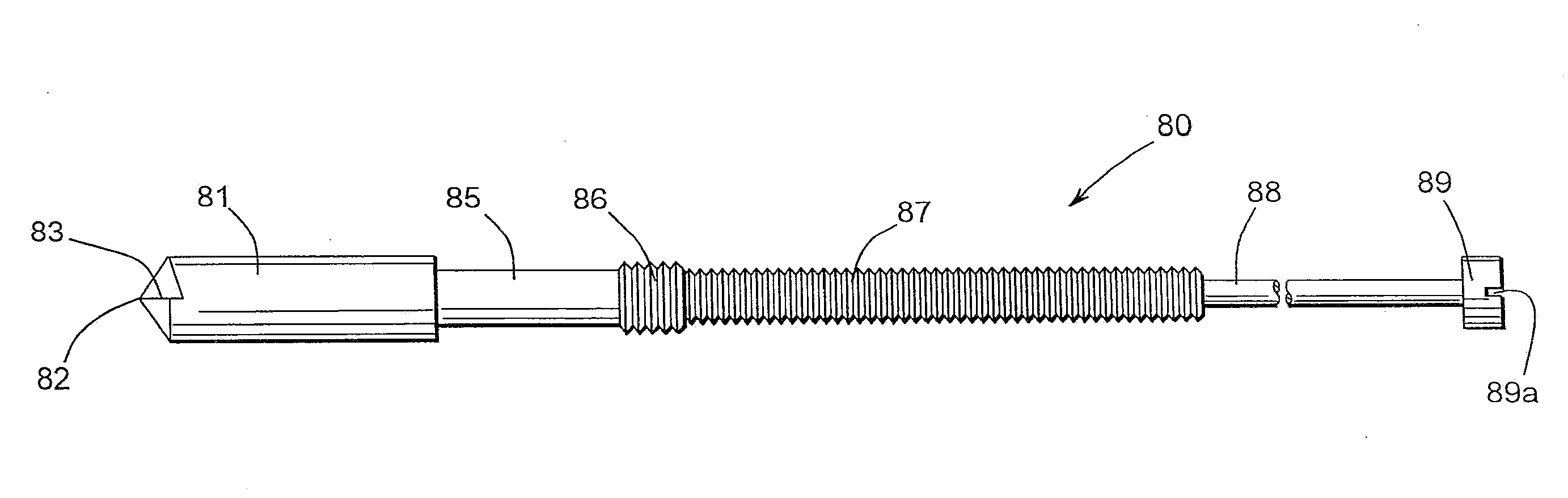 Pedicle screw assembly having a retractable screw tip for facilitating the securement of the pedicle screw assembly to a spinal vertebra