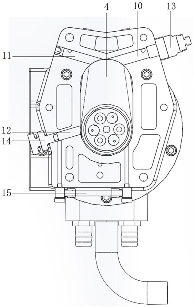 An integrated structure of motor end cover and gear chamber, motor and air compressor