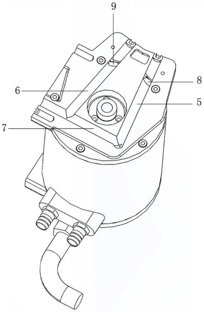 An integrated structure of motor end cover and gear chamber, motor and air compressor