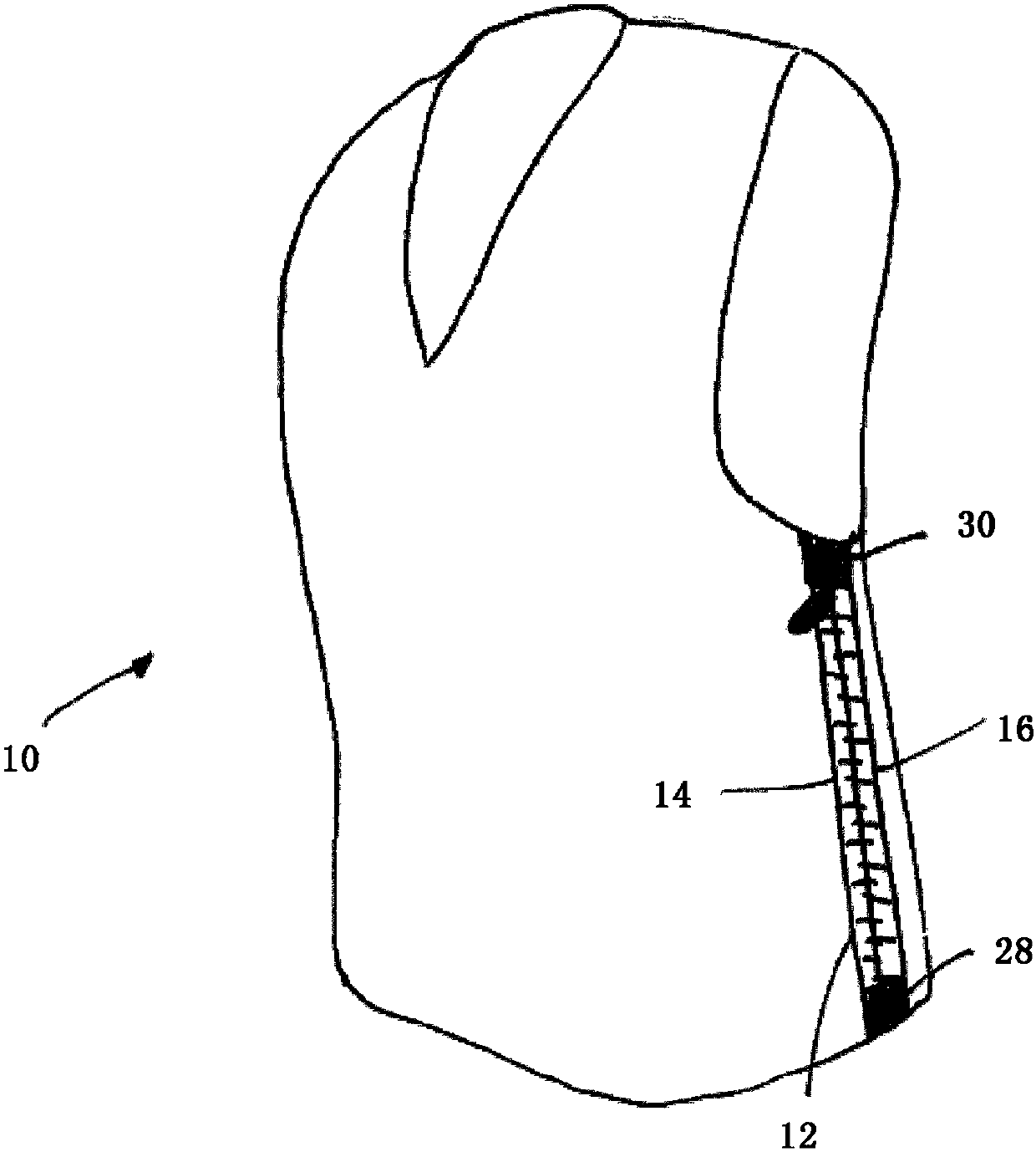 Article of clothing, in particular protective vest, and zipper assembly