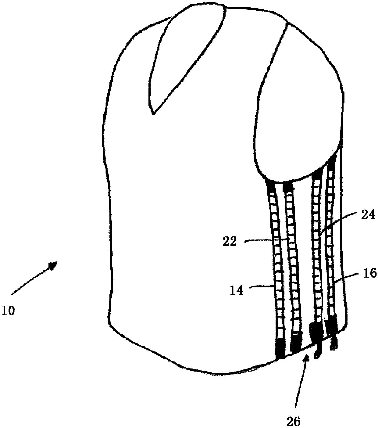 Article of clothing, in particular protective vest, and zipper assembly