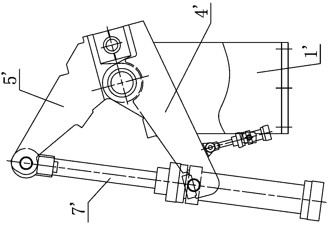 Three-claw opening-shrinking machine synchronized through connecting rods