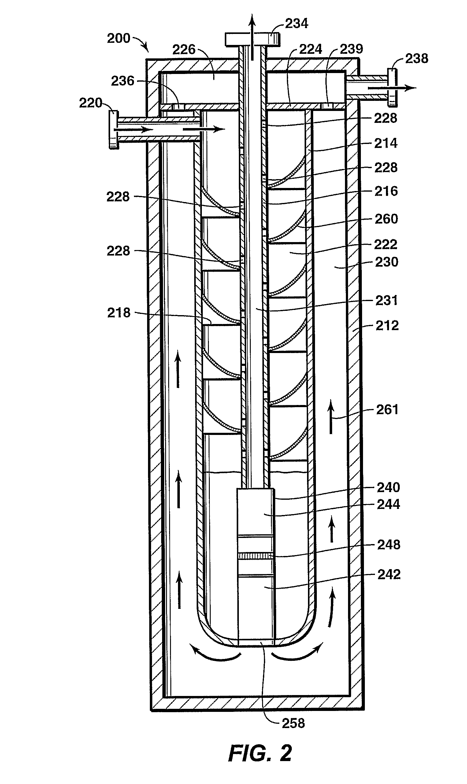 Vertical Annular Separation and Pumping System With Outer Annulus Liquid Discharge Arrangement