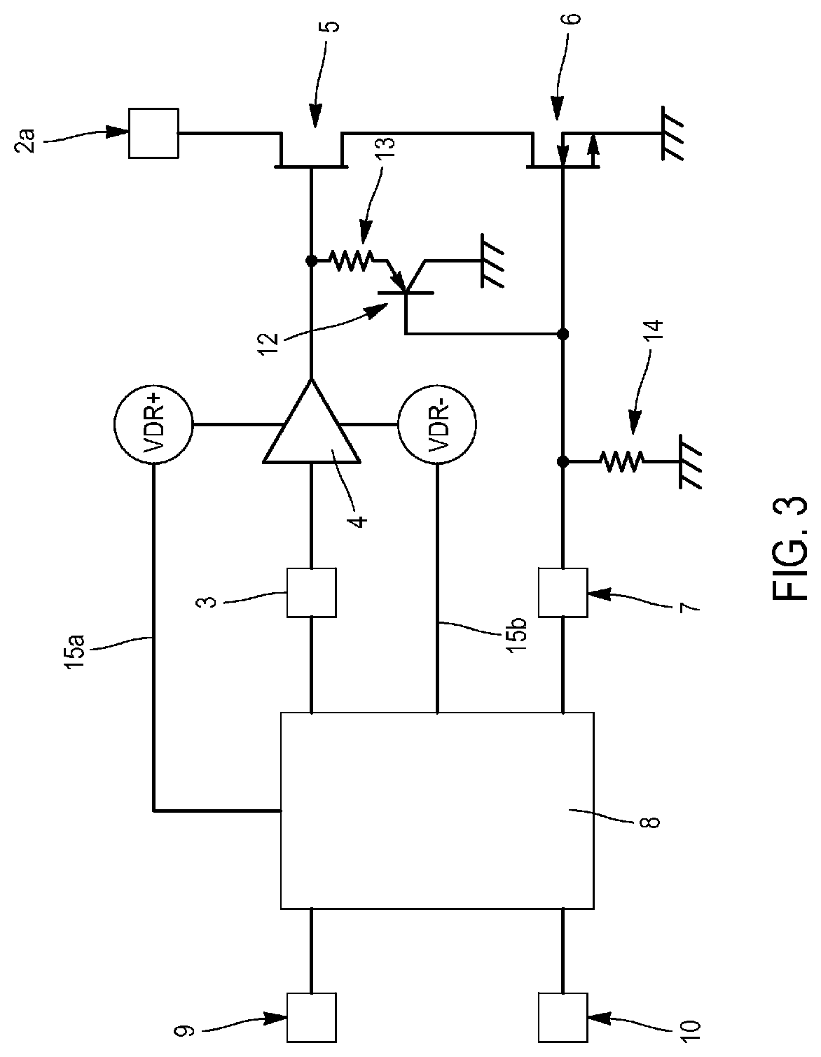 Power circuit switching device having a passive protection circuit