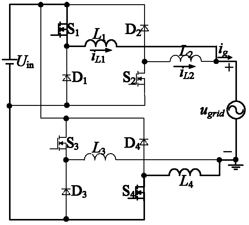 Control method for dual-bucking full-bridge grid-connected inverter