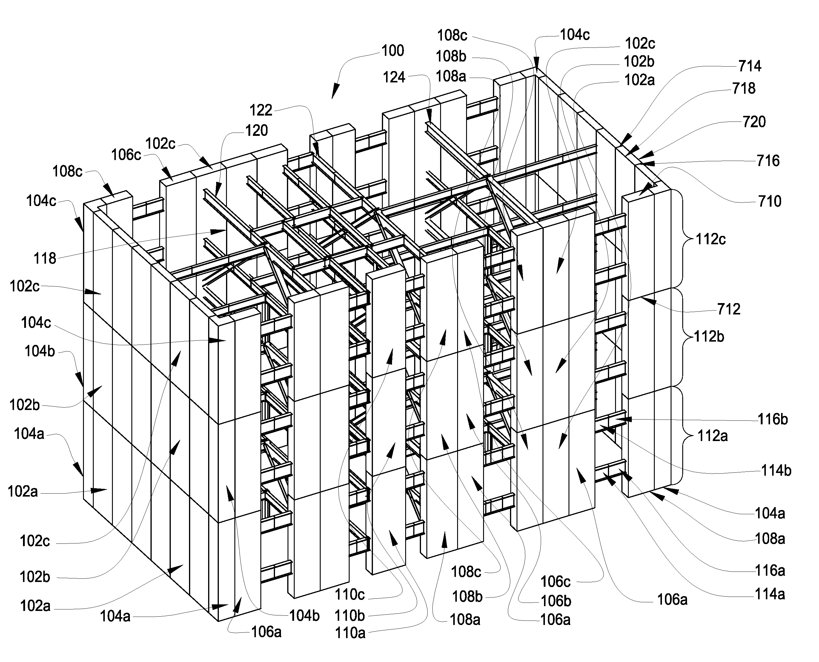 Precast Wall Panels and Method of Erecting a High-Rise Building Using the Panels