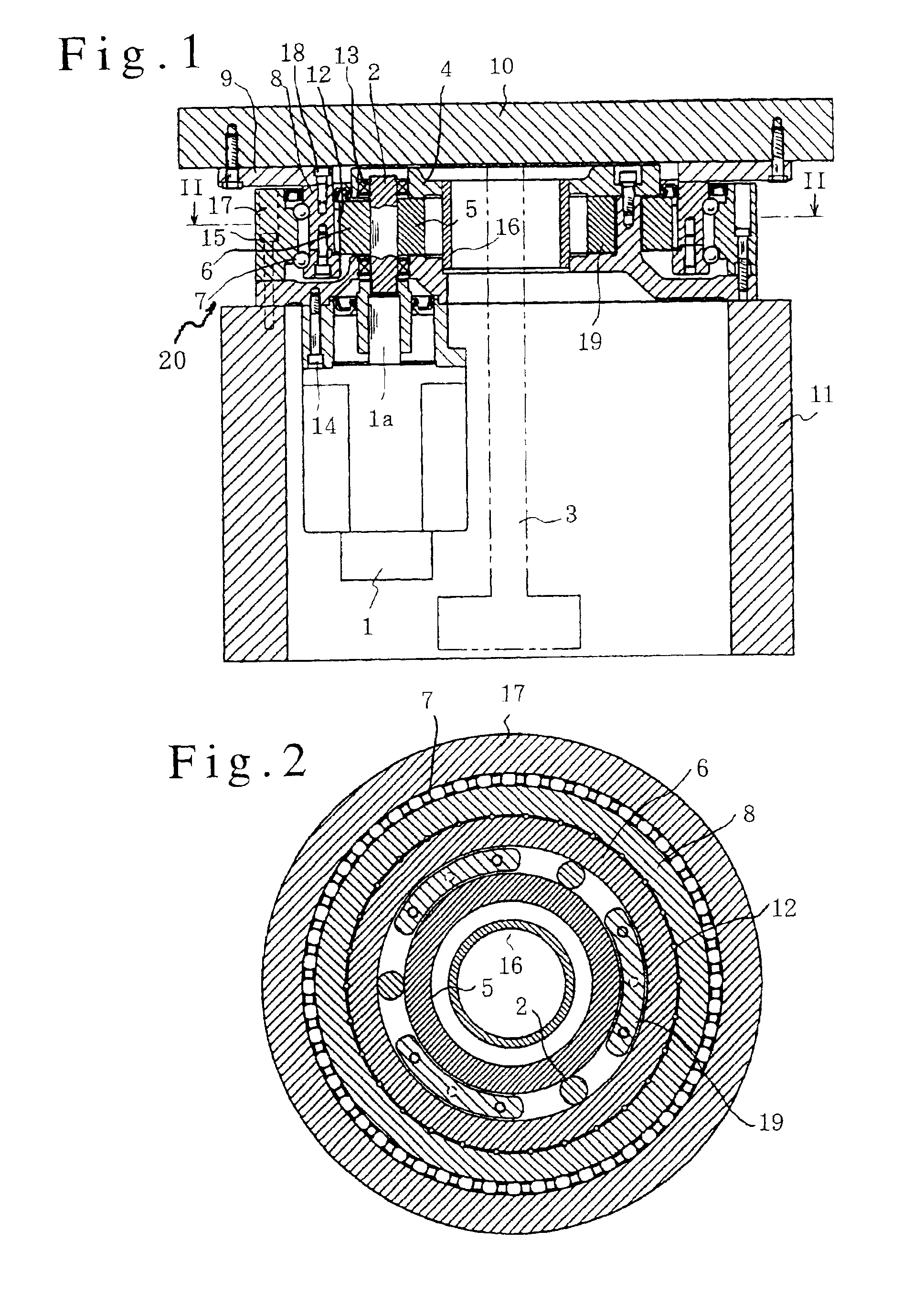 Rotary drive device of a polishing device