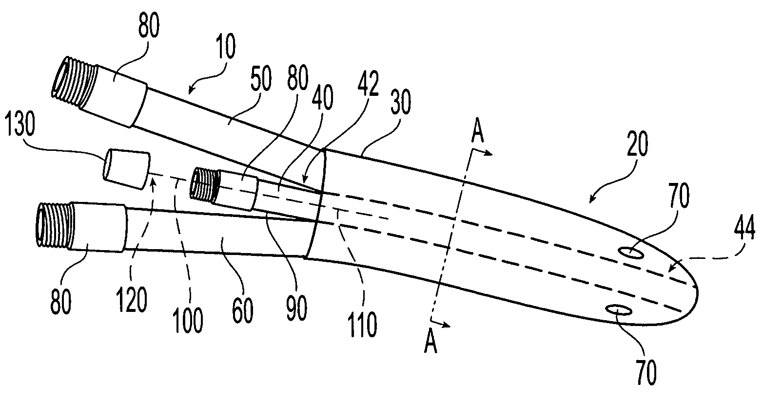 Medical device having anti-microbial properties and a false lumen and method of making the same