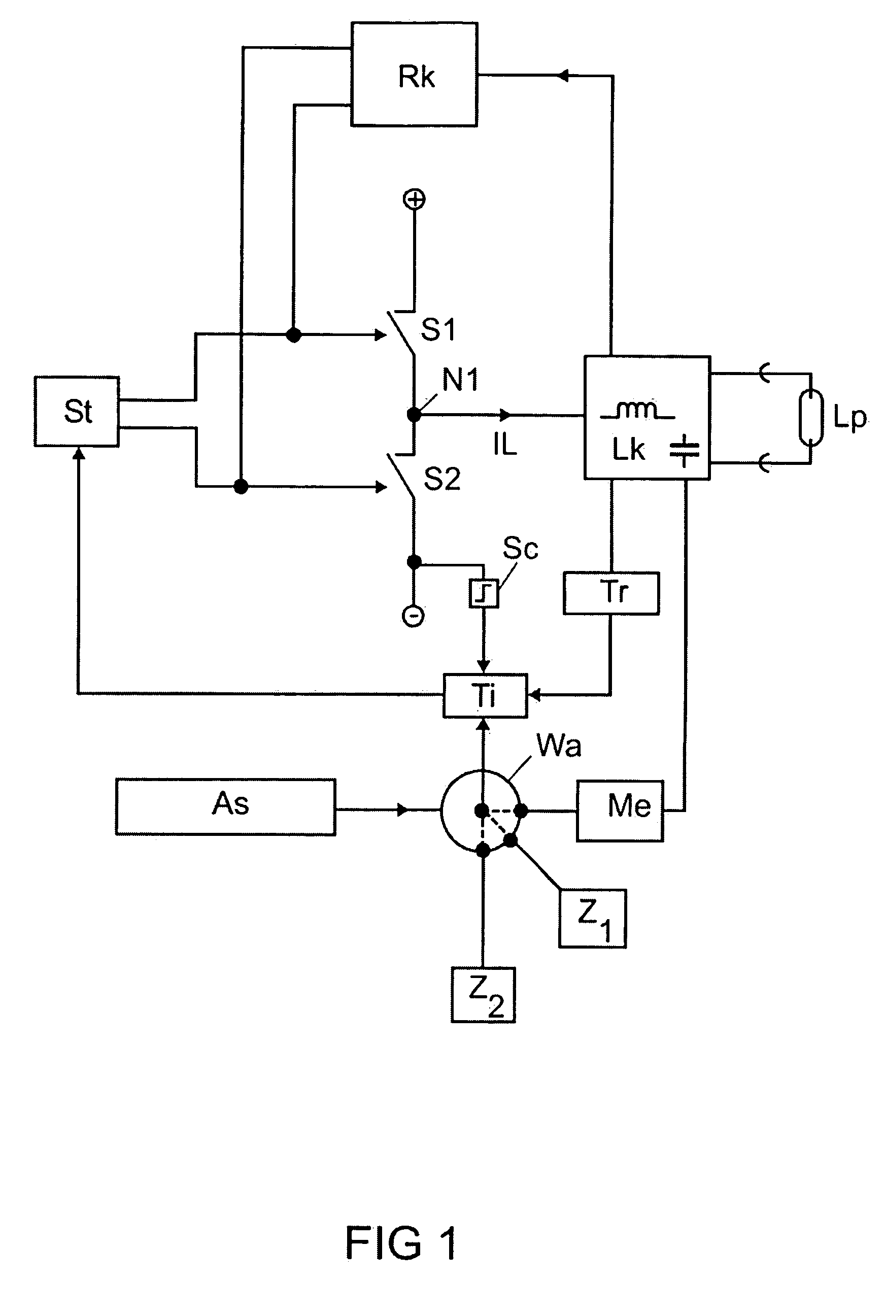 Circuit arrangement and method for operation of lamps