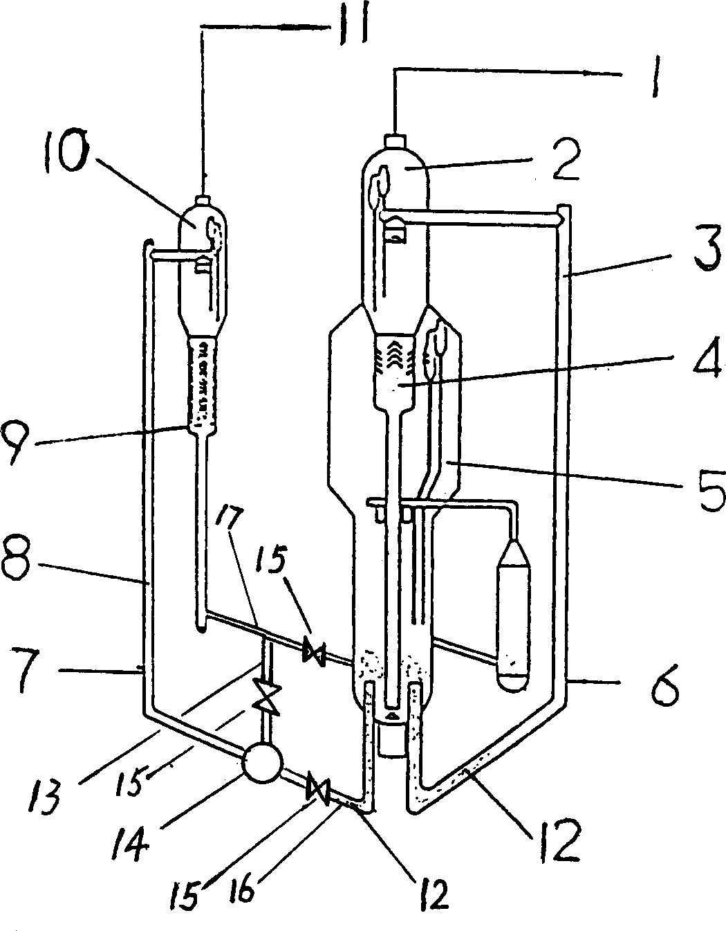 Method and device for reducing olefine in gasoline
