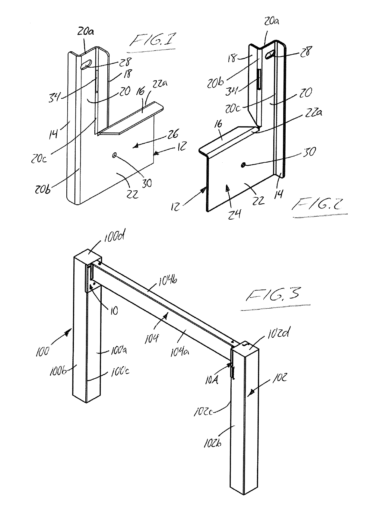 Brackets for Temporary Support of a Rail Between Upright Posts During Construction of a Fence or the Like