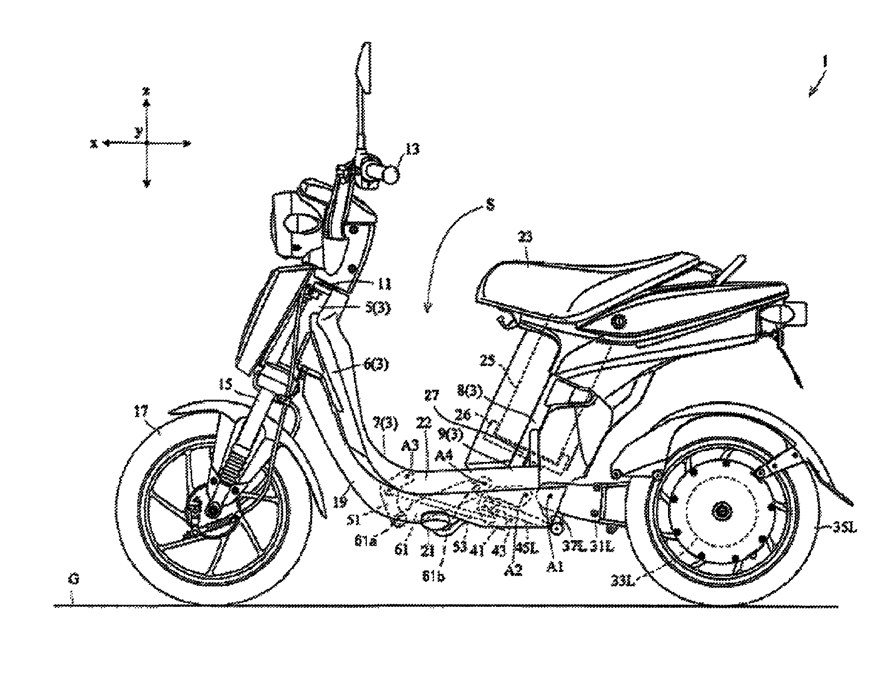 Two-rear-wheel electric vehicle