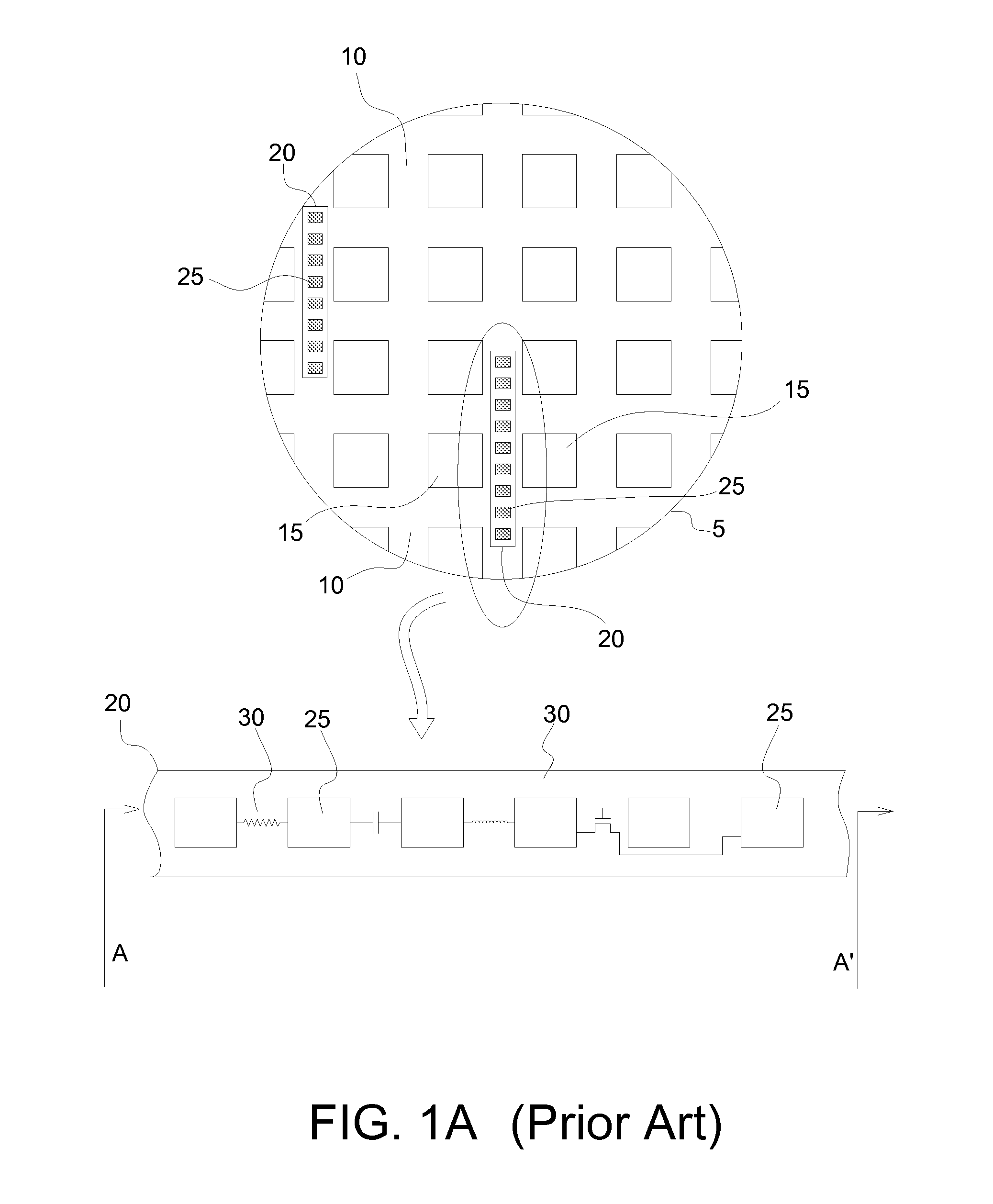 Parametric testline with increased test pattern areas