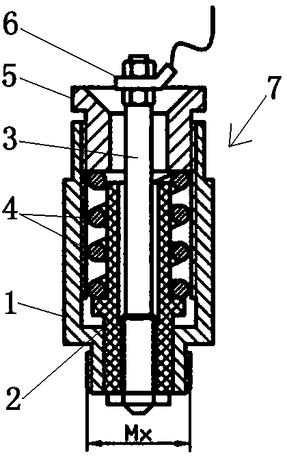 A crimping measuring electrode device in an electric field matrix thickness measuring system