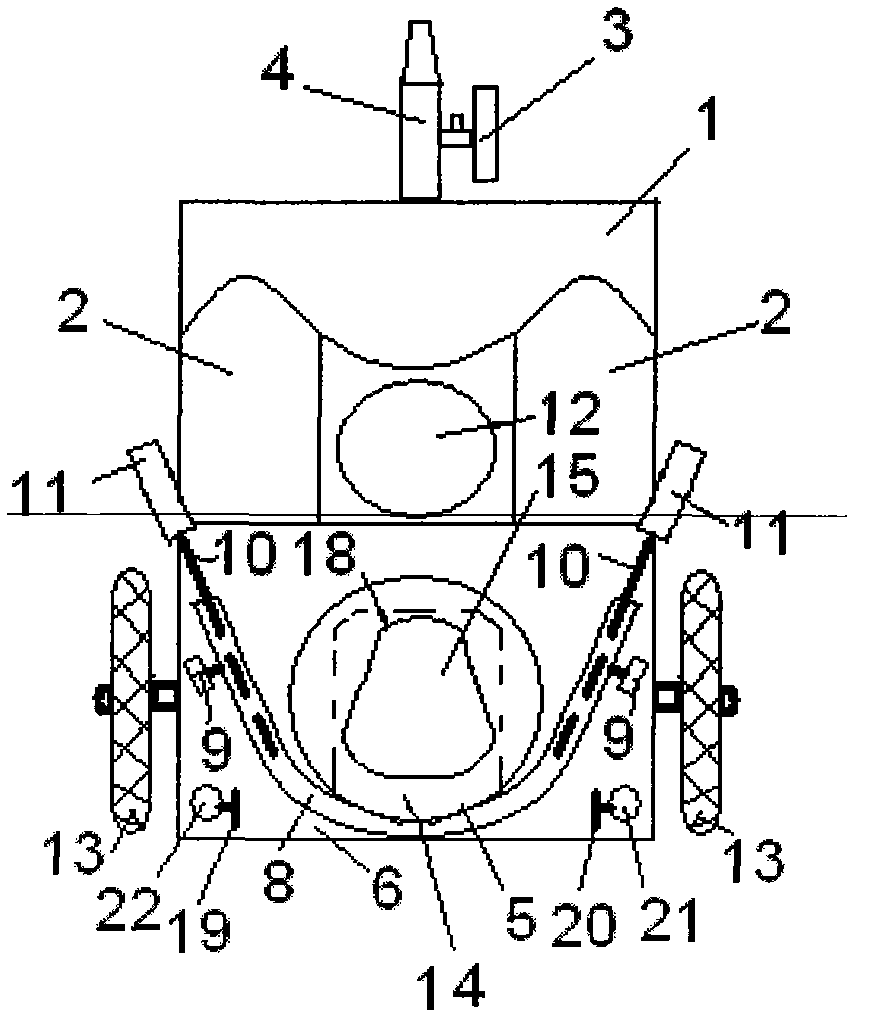 Oxygen-absorbing and abdomen-supporting device with shield convenient for defecation in process of conveying pregnant woman for inspection