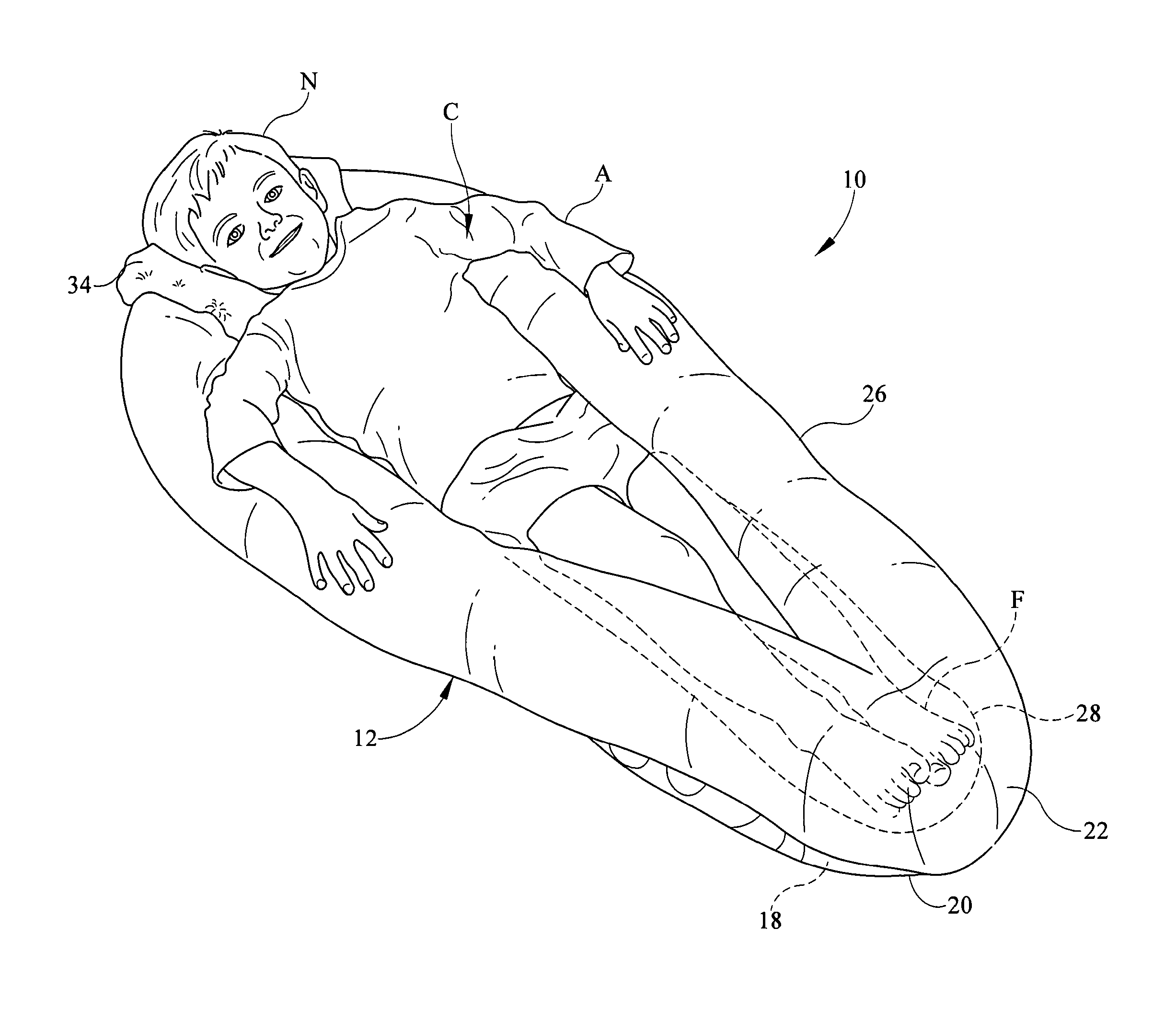 Support for a reclining person