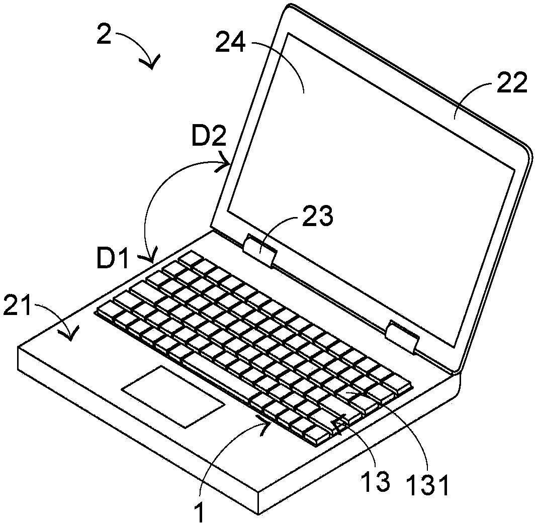 Keyboard and laptop computer employing same