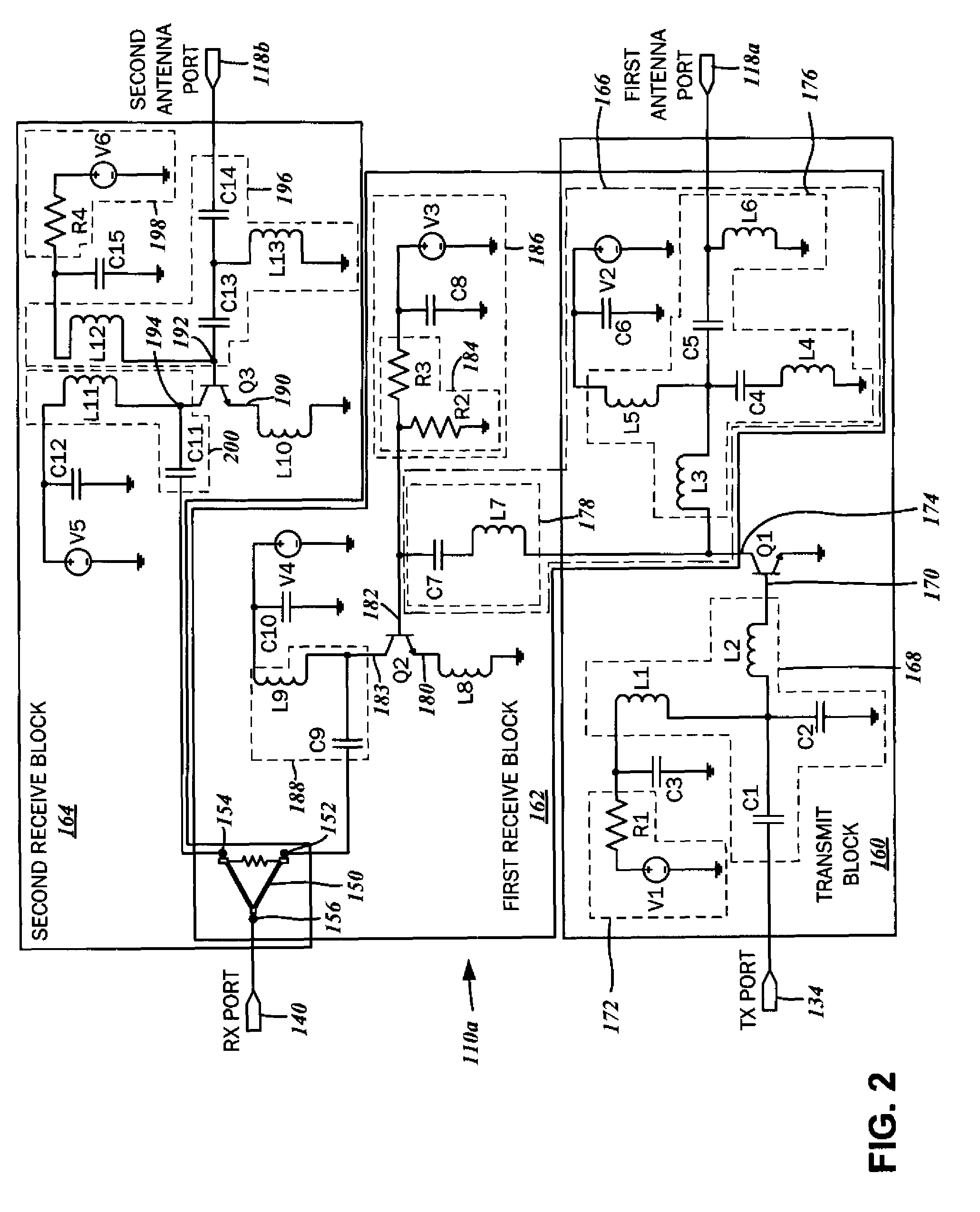 Radio frequency front end circuit with antenna diversity for multipath mitigation