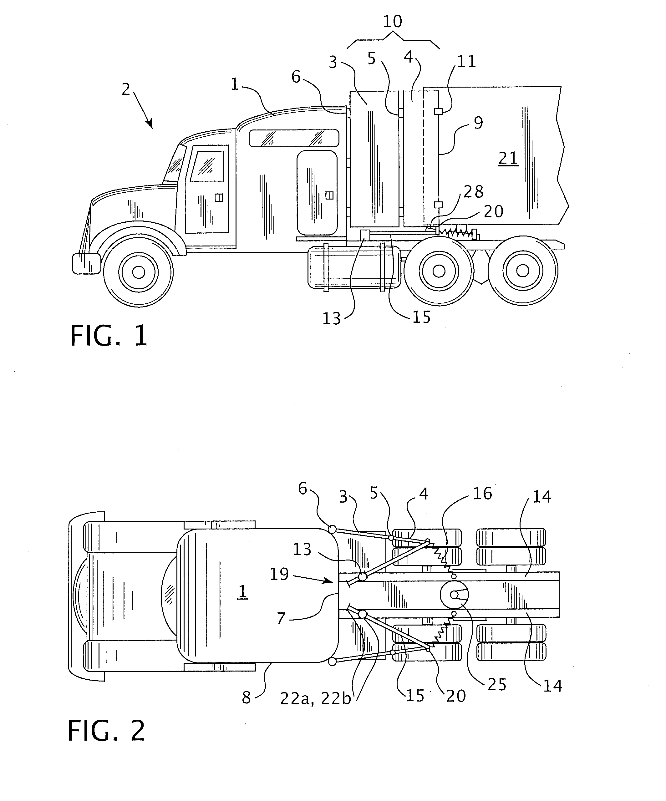 Aerodynamic structures for tractor to trailer junction